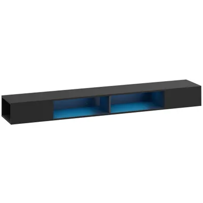 HOMCOM Corp TV suspendat 180 cm cu iluminare LED RGB, corp TV cu rafturi deschise, 177,8 x 30 x 18 cm, negru | Aosom Romania