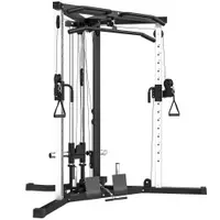 SPORTNOW Stație de Fitness cu 15 Poziții Reglabile, Bară pentru Tracțiuni și Halteră, 170x139x200 cm, Negru | Aosom Romania