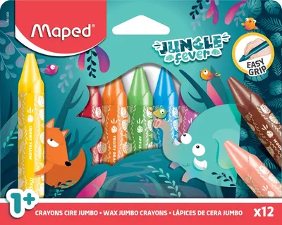 Pasteluri cerate Maped Jungle Fever - Jumbo, 12 culori