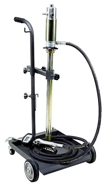 Distribuitor ulei cu carucior 50-60 litri pompa pneumatica transfer raport 5:1 pistol display cantitate furtun 4 m