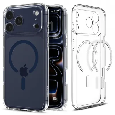 Husa MagSafe pentru Apple iPhone 17 Pro Max, Spigen, Ultra Hybrid, Transparenta Bleumarin ACS11108