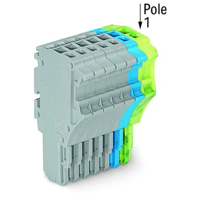 1-conductor female plug; 1.5 mm²; 8-pole; 1,50 mm²; gray, blue, green-yellow