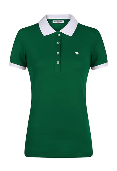 Tricou polo din amestec de bumbac - Alb/Verde