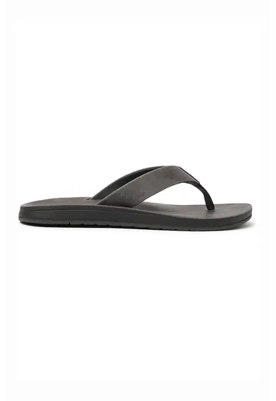 Papuci flip-flop din piele si piele intoarsa Ojai Classic - Gri maur