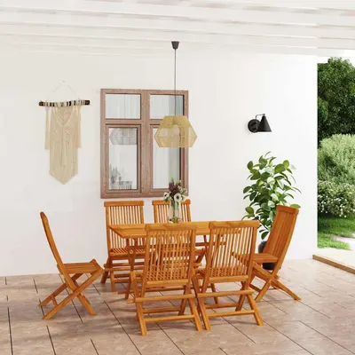 vidaXL Set mobilier de grădină, 7 piese, lemn masiv de tec
