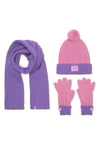Set caciula - fular si manusi - violet -