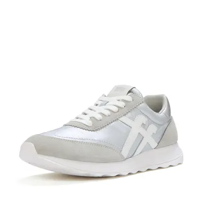 FITFLOP FitFlop Retro-Q FF Metallic-Fabric/Suede Sneakers ZILVER/URBAN WIT 42