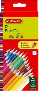 Set de creioane triunghiulare colorate Herlitz - 24 culori