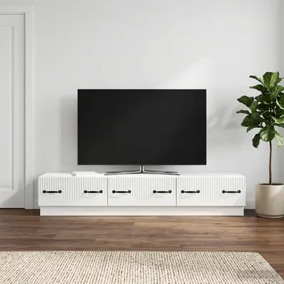 vidaXL Cabinet TV Alb foarte lucios 147 x 34,5 x 27 cm Lemn prelucrat