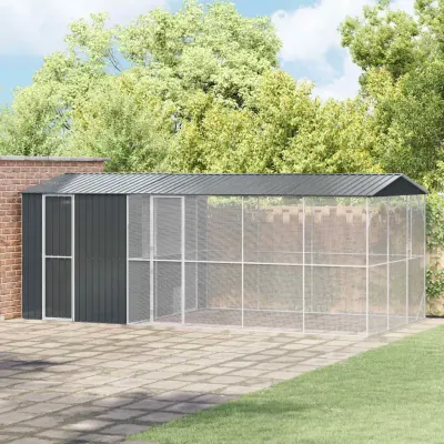 vidaXL Cușcă pentru păsări Antracit 645 x 310 x 247 cm Oțel Galvanizat