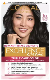 L'Oréal Excellence Vopsea de păr, 100 Natural Darkest Black