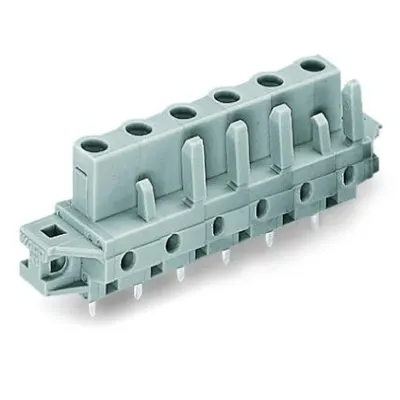 THT female header; 0.6 x 1.0 mm solder pin; straight; clamping collar; Pin spacing 7.5 mm; 9-pole; gray