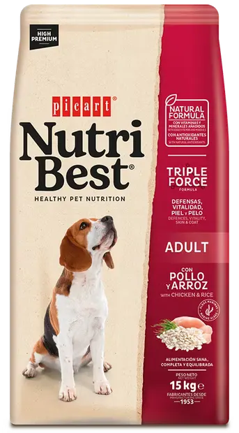 Hrana Uscata Caini Premium, NutriBest Adult Dog, Pui si Orez, 15 kg