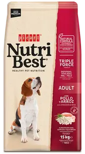 Hrana Uscata Caini Premium, NutriBest Adult Dog, Pui si Orez, 15 kg