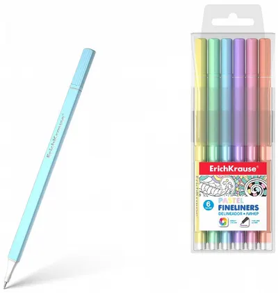 Set de linere Erich Krause - PASTEL, 6 culori