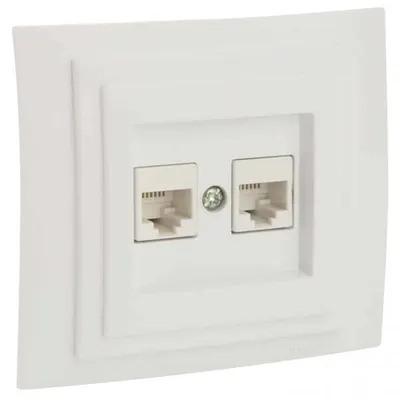 Priza date 2xRJ45, LARISSA, CAT6, ingropat/ST, alb