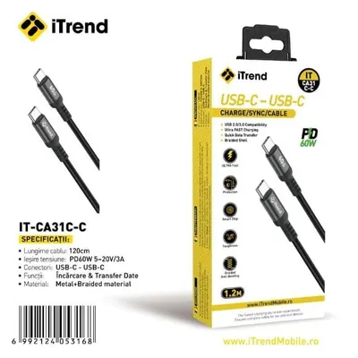 Cablu Date Incarcare Telefon Itrend Pd60w Ca 31 Tip C Tip C 1.2 Metri