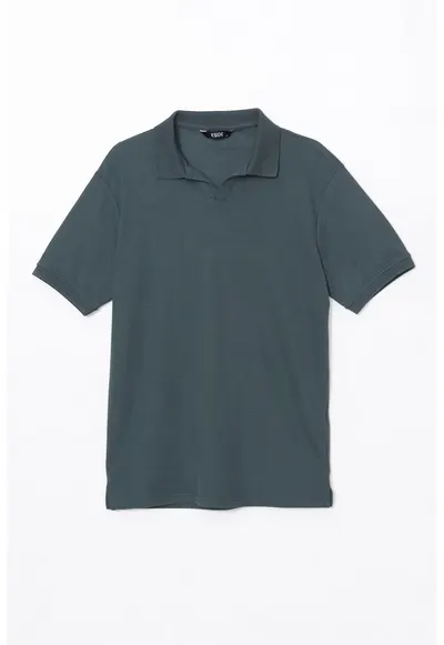 Tricou polo din amestec de bumbac - Albastru petrol