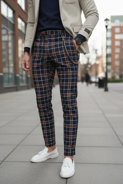 Pantaloni barbati eleganti in carouri 10063 B15-2 Z6-1