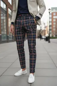 Pantaloni barbati eleganti in carouri 10063 B15-2 Z6-1
