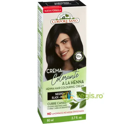 Vopsea Henna Crema Semipermanenta - Negru 80ml