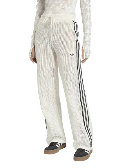Pantaloni crosetati cu perforatii si logo - Alb/Negru stins