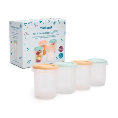 Set de recipiente Miniland – Dreamland, 4 x 250 ml