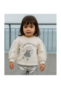 Bluza cu maneca lunga si tull - model soricel - - Little Ballerina - Ecru - pentru fetite - Ecru