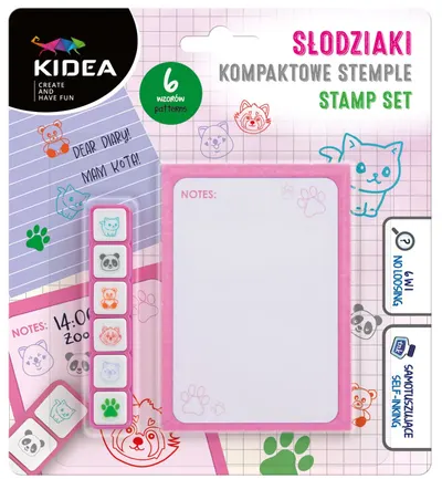 Set ștampile Kidea - Animale, 6 culori + caiet