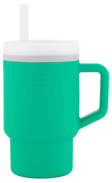Pahar din silicon cu pai Infantino - 270 ml, verde