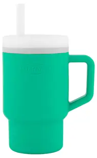 Pahar din silicon cu pai Infantino - 270 ml, verde