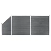 Gossi set panouri gard, 2 patrate + 1 oblic, gri, 446 x 186 cm, wpc