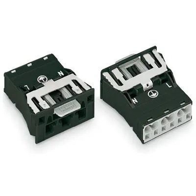 Snap-in plug; with direct ground contact; 3-pole; Cod. A; 4,00 mm²; white