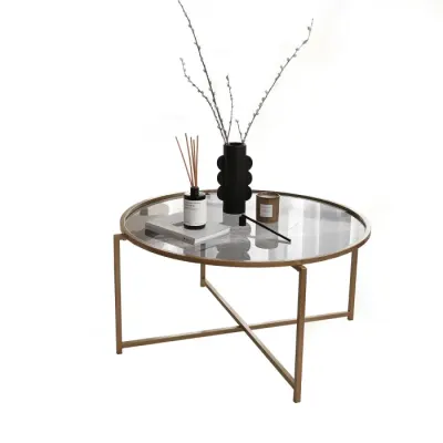 Masuta de cafea GOLD SUN, auriu + fumuriu, 83x83x40 cm