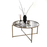 Masuta de cafea GOLD SUN, auriu + fumuriu, 83x83x40 cm
