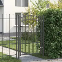 vidaXL Poartă din Gard cu Vârf de Lancă KAMPEN 103 x 200 cm Gri Blocat