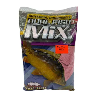 Nada MIX sub forma de cereale sfaramate pentru pescuit, aditivata, aroma de NOVAC ROSU, 1 Kg, Dual Fish