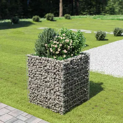 vidaXL Strat înălțat gabion, 90 x 90 x 100 cm, oțel galvanizat