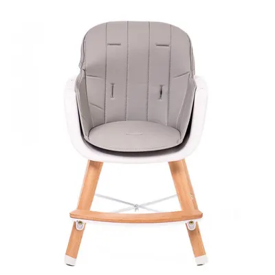 Scaun de masa pentru copii Buba Carino Grey 2 in 1 din lemn de fag, suport pentru picioare, tapiterie din piele ecologica