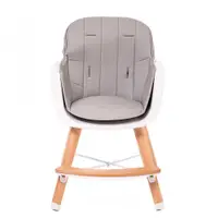 Scaun de masa pentru copii Buba Carino Grey 2 in 1 din lemn de fag, suport pentru picioare, tapiterie din piele ecologica