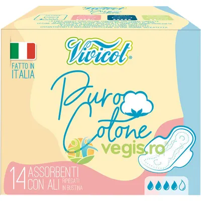 Absorbante Ultra Subtiri de Zi din Bumbac Hipoalergenic 4 Picaturi Puro Cotone 14buc