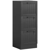 HOMCOM Corp birou, mobilier depozitare din lemn 3 sertare și încuietoare, șine suspendate reglabile, 40 x 40 x 101 cm, negru | Aosom Romania