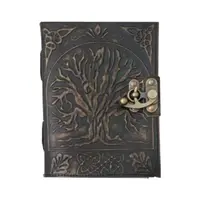 Jurnal vintage, 17.5x12.5cm, piele naturala, copac, Krashell, negru
