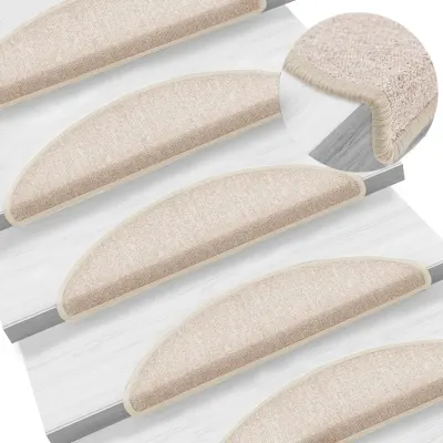vidaXL Covorașe pentru scări, 15 buc., 56x17x3 cm, semirotunde, gri taupe