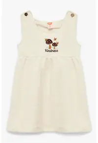 Rochie fara maneci cu broderie - Bej