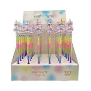 Pix cu gel CNX No. 319, 0. 8mm, cu capac, corp transparent, scris neon multicolor, model unicorn