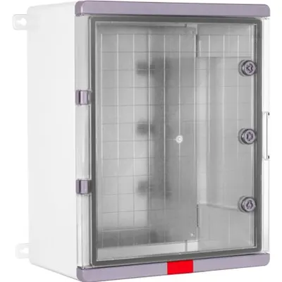 Cutie distributie din ABS gri PS405024, usa transparenta, placa metalica, 400x500x240 mm, IP67