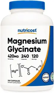 Magnesium Glycinate, 420 mg, 240 capsule, Nutricost