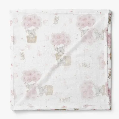 Prosopel multifunctional Bocioland Koala Pink 40x40 cm, tesatura din fibre de bambus,super absorbant, hipoalergenic si moale