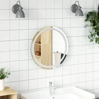 vidaXL Oglindă de baie cu LED Transparent Ø 50 cm sticlă securizată